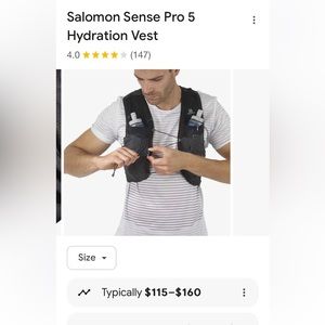 Salomon 5 Sense Pro Hydration Vest NWOT